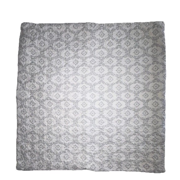 Laura Ashley European Single Pillow Sham Gray White Floral Quilted Zip Close - Picture 2 of 6